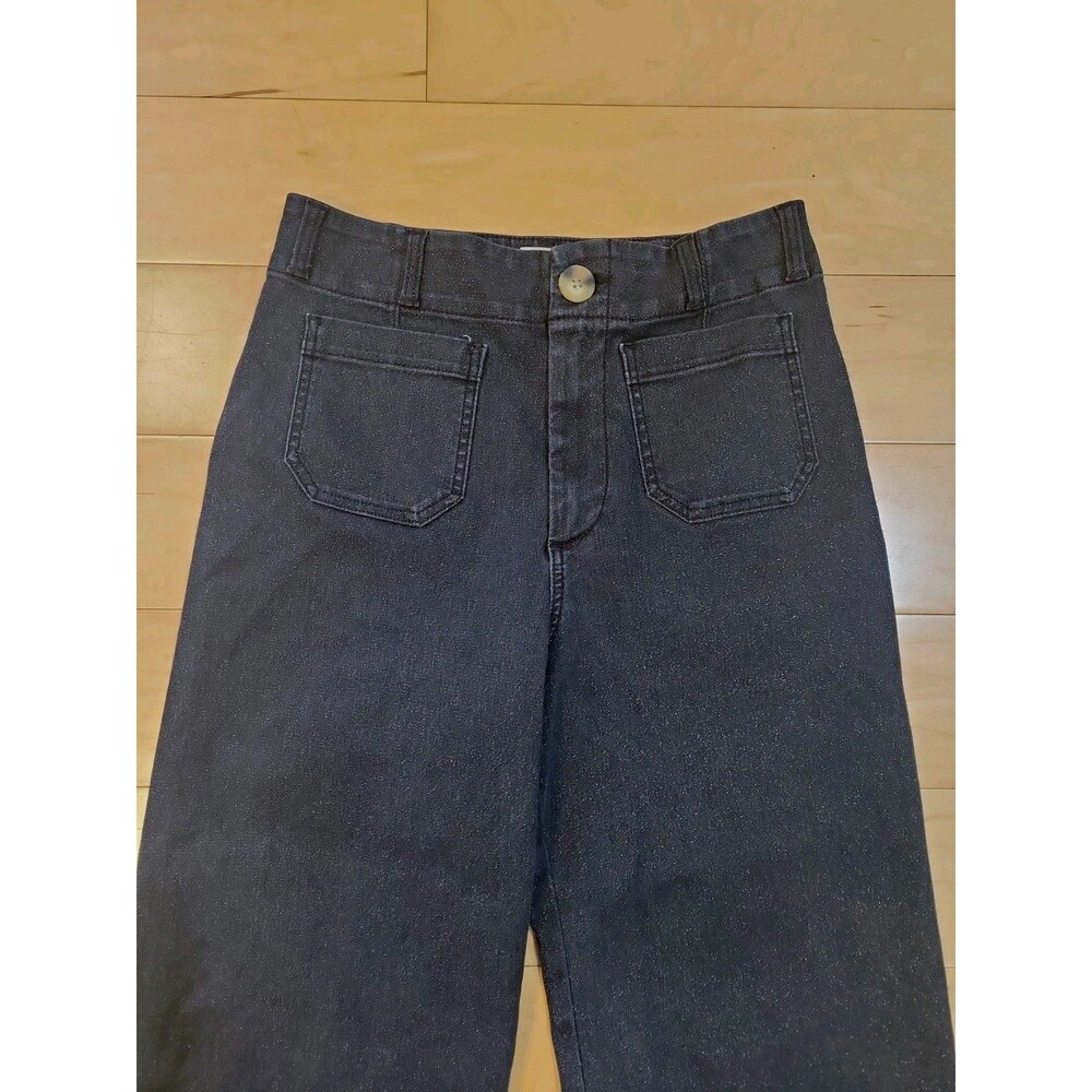 Maeve Anthropologie The Colette Sparkle Jeans Women’s 30 Black Wide Leg Cropped - Picture 3 of 9